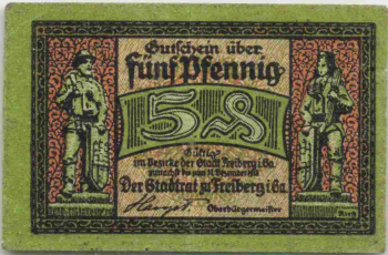 Freiberg Sachsen Notgeldschein 1918 Bergmann