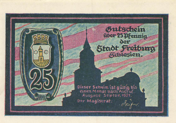 Freiburg Schlesien Świebodzice Notgeldschein 1921