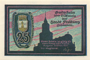 Freiburg Schlesien Świebodzice Notgeldschein 1921