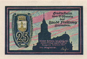 Freiburg Schlesien Świebodzice Notgeldschein 1921