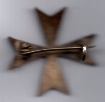 Freikorps Deutschritterkreuz 1. Klasse Miniatur 22mm versilbert und schwarz emailliert