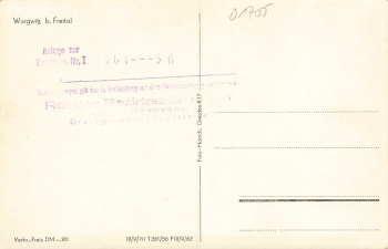 01705 Freital Wurgwitz Printing permission 1956 Publisher Hanich