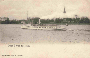 Friedrichshain Berlin Oberspree bei Stralau Ausflugsdamper Alte Ansichtskarte * um 1900