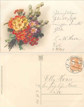 Spring bouquet with pussy willow artist card M&B 2271 o 3.6.1917
