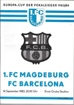 1.FC Magdeburg vs. FC Barcelona football program brochure Europa-Cup of the cup winners 14.9.1983