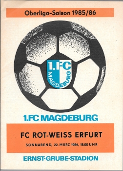 1.FC Magdeburg vs. FC Rot-Weiss Erfurt football program booklet GDR-Oberliga 22.4.1986
