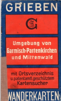 Garmisch-Partenkirchen and Mittenwald Grieben hiking map around 1936