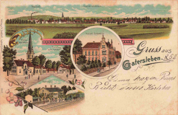 06466 Gatersleben Litho Postamt Bahnhof o 2.10.1902
