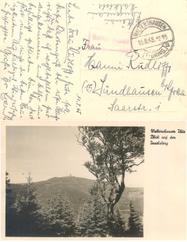 Gebühr Bezahlt auf AK Waltershausen (Thüringen) 13.8.1945