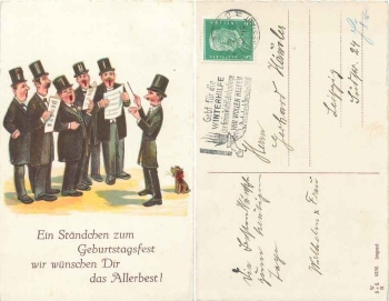 Male Choir with Dog Birthday Card o 22.1.1932