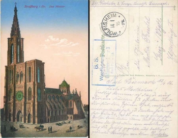 Guard command prisoner camp 3 Fort Bismarck WWI o Wolfisheim 14.1.1916 on AK Strassburg
