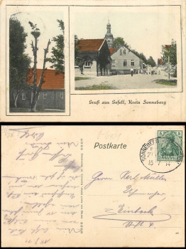 Gefell Kreis Sonneberg railway postmark 1706 o July 15, 1914
