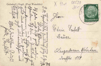 08538 Geilsdorf Vogtland Weischlitz o 1934