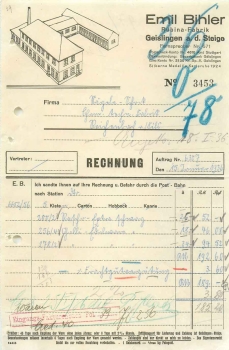 73312 Geislingen Steige Rubina Fabrik Emil  Bihler Briefkopf 1936