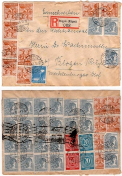 Gemeinschaftsausgaben Zehnfachfrankatur auf R Brief von Rambin 25.6.1948 nach Bergen Rügen