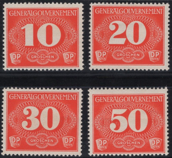 Generalgouvernement Michel 1-4 ** Zustellungsmarken