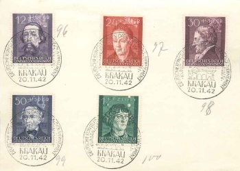 Generalgouvernement Michel 96 - 100 FDC Krakau 20.11.1942