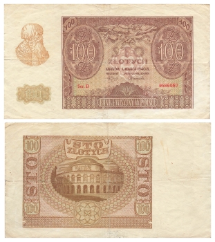 Generalgouvernement Polen 100 Zlotych Bank emisyjny w Polsce 1.  Marca 1940