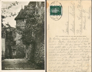 Gengenbach Schwedenturm Bahnpost Konstanz - Offenburg Zug 1453 o 22.8.1930