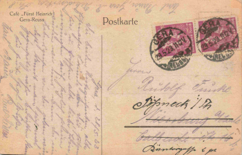Gera Thüringen Cafe "Fürst Heinrich" o 1923