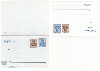 Germania 2 + 3 Pfennig postal stationery German Empire with reply card *