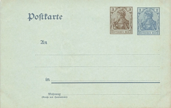 Germania 2 + 3 Pfennig postal stationery German Empire with watermark *