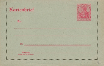 Germania 40 Pfennig Deutsches Reich Kartenbrief U21