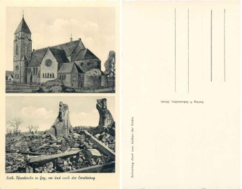 52393 Gey Huertgenwald Church before and after the destruction * around 1940