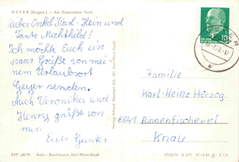 Geyer Erzgebirge am Geyerschen Teich o 1972
