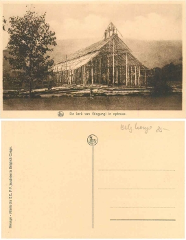 Gingungi Belgisch Kongo de Kerk in opbouw *ca. 1930