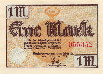 01768 Glashütte Sachsen Notgeldschein 1 Mark 1921