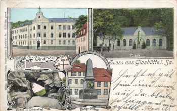 01768 Glashütte  Sachsen Schule Turnhalle Ochsenkopf o 1904