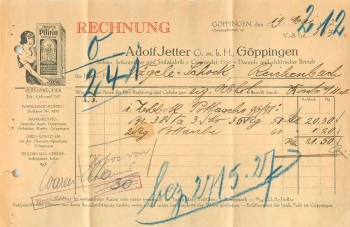 Göppingen Seifenfabrik  Adolf Jetter Briefkopf 1927