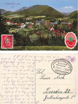 Goerbersdorf Schlesien Esperanto Karte Sokolowsko Bahnpost Nieder-Salzbrunn-Halbstadt Zug 1945 o 1929