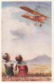 Goerlitz-Dresden 1924 first airmail special postmark with vignette artist-designed postcard