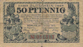 Görlitz Notgeldschein 50 Pfennig 1918
