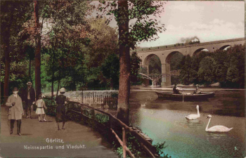 Goerlitz Neissepartie mit Viadukt o 1925