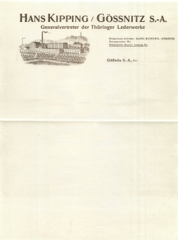 Gossnitz letterhead Thuringian leather factory Hans Kipping around 1930