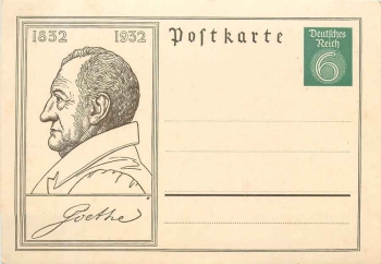 Johann Wolfgang von Goethe postal stationary 6 Pfennig * 1932