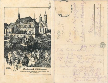 Goettingen beer riot 1881 Studentika artist card o ca.1923
