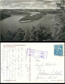 07318 Gosswitz-Bucha via Saalfeld Country postmark on postcard Hohenwartesperre o 1.4.1958