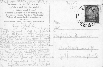 71577 Grab Großerlach Kreis Backnang o 1934