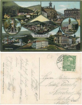 Graslitz Kraslice Mehrbildkarte o 7.7.1915