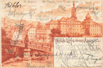Greiz Vogtland Gruss aus.. Litho Bahnpost Greiz-Neumark (Sachsen) Zug 2225 o 1901