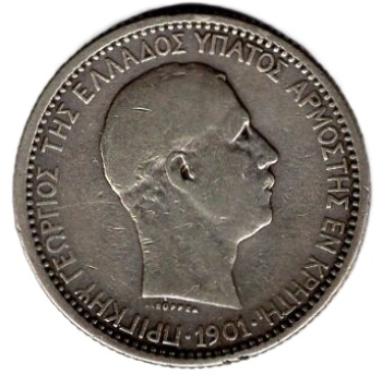 Greece, Crete: 2 Drachmas, 1901 – George