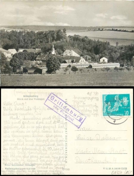01737 Grillenburg Kreis Freital Landpoststempel auf AK Klingenberg Volksgut o 17.7.1962