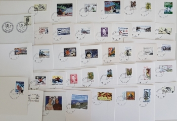 Greenland Lot 39 cards with stamped stamp 1977 to 1996