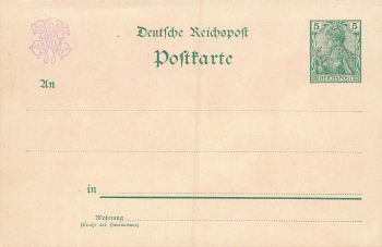 01558 Großenhain Alterthümer Ausstellung 1901 Privatganzsache 5 Pfennig Germania Reichspost