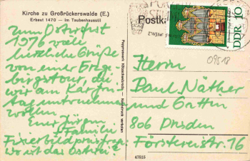 Großrückerswalde Kirche o 1976 Karte ist um 1920