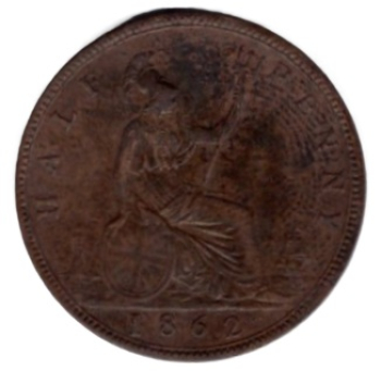 Großbritannien Half Penny 1862 Victoria UK 1/2 Penny